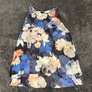 St. Tropez West Blue Blurred Watercolor Floral Flowy Tank Style Top - Size XS